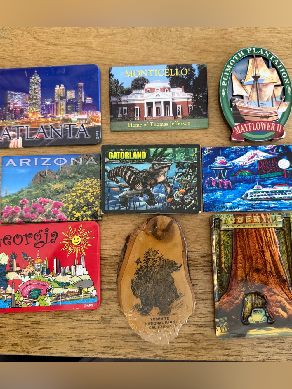Set of 9 Colorful USA State Travel Souvenir Magnets